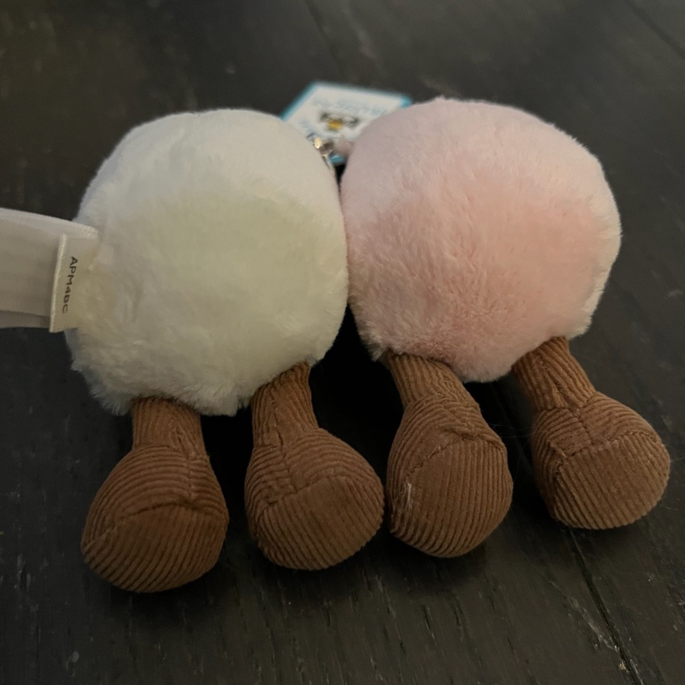 BNWT Jellycat AMUSEABLE PINK & WHITE MARSHMALLOWS bag charm Soft super cute HTF - Picture 5 of 5